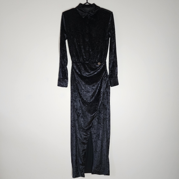 GAëLLE Paris velvet black polka-dot long dress - Picture 10 of 15